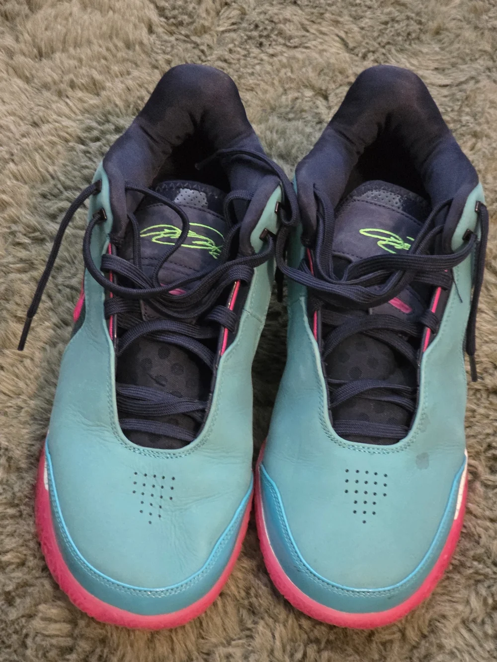 Men's Teal and Pink Low-Top Sneakers